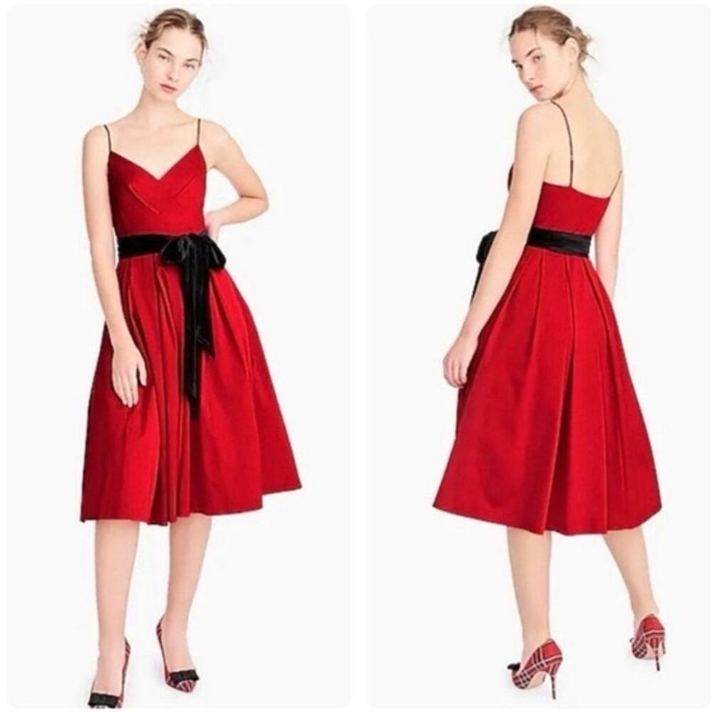 J. crew Red Aline Pleated Cocktail Dress Size 00 Vday Cocktail Wedding